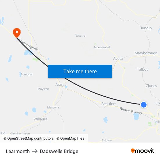 Learmonth to Dadswells Bridge map