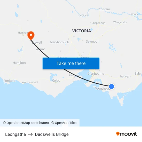 Leongatha to Dadswells Bridge map
