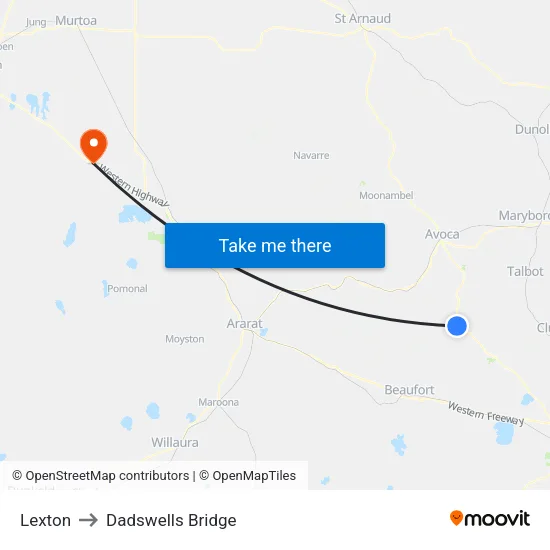 Lexton to Dadswells Bridge map