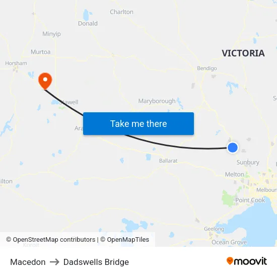 Macedon to Dadswells Bridge map