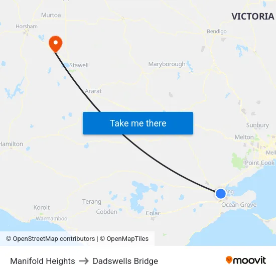 Manifold Heights to Dadswells Bridge map