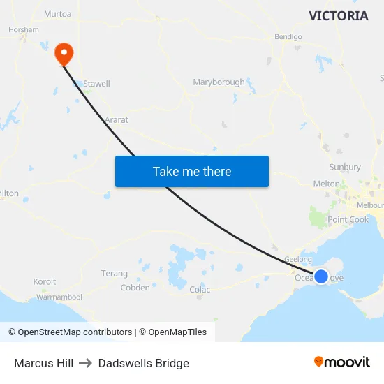Marcus Hill to Dadswells Bridge map
