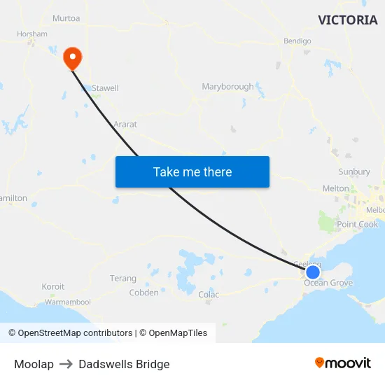 Moolap to Dadswells Bridge map