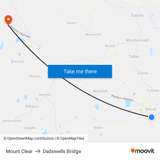 Mount Clear to Dadswells Bridge map