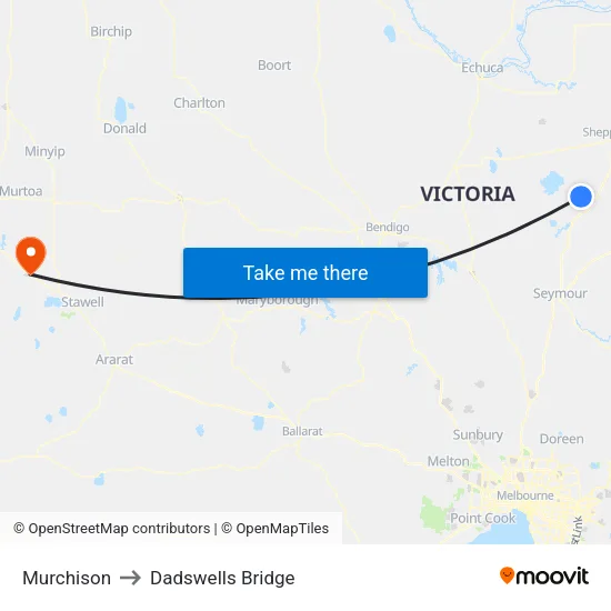 Murchison to Dadswells Bridge map