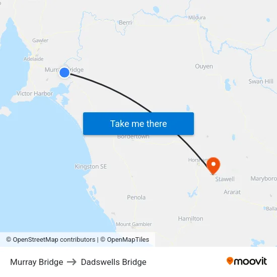 Murray Bridge to Dadswells Bridge map
