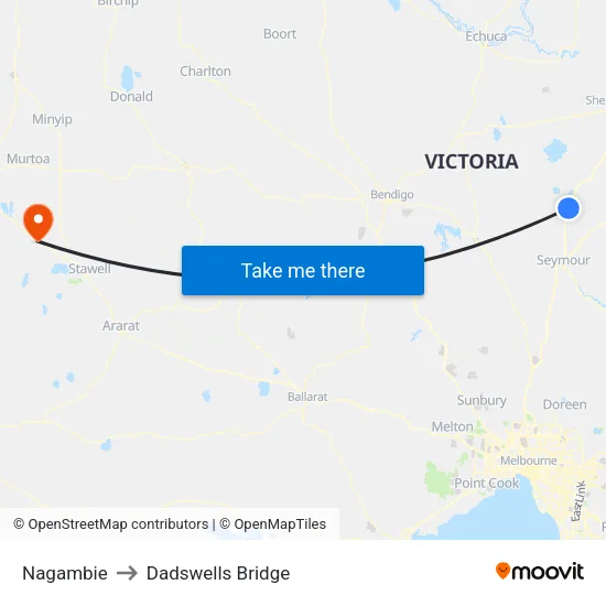 Nagambie to Dadswells Bridge map