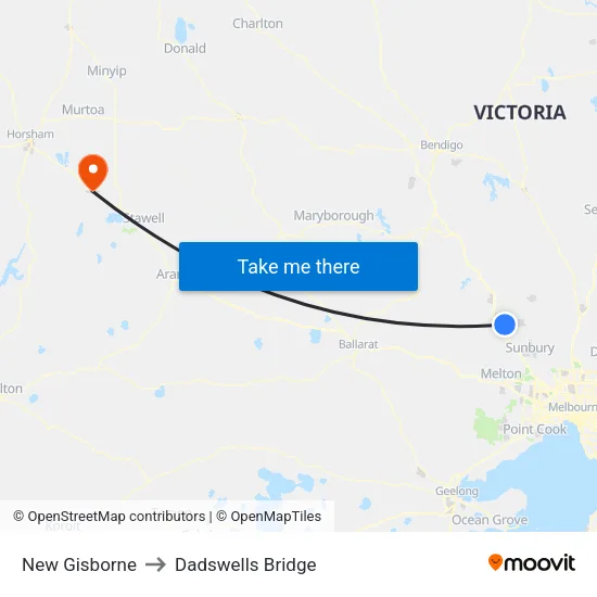 New Gisborne to Dadswells Bridge map