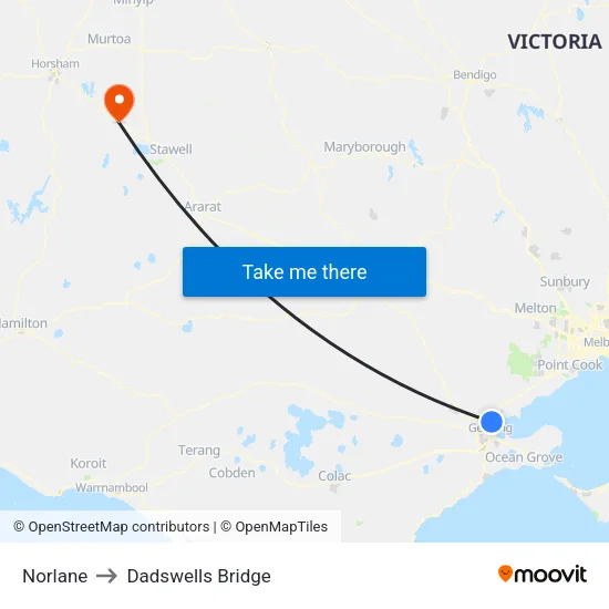 Norlane to Dadswells Bridge map