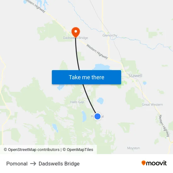 Pomonal to Dadswells Bridge map
