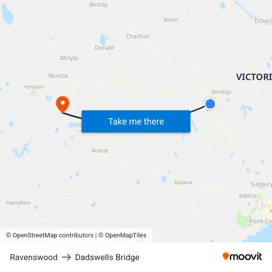 Ravenswood to Dadswells Bridge map