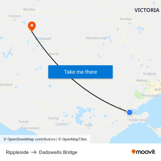 Rippleside to Dadswells Bridge map