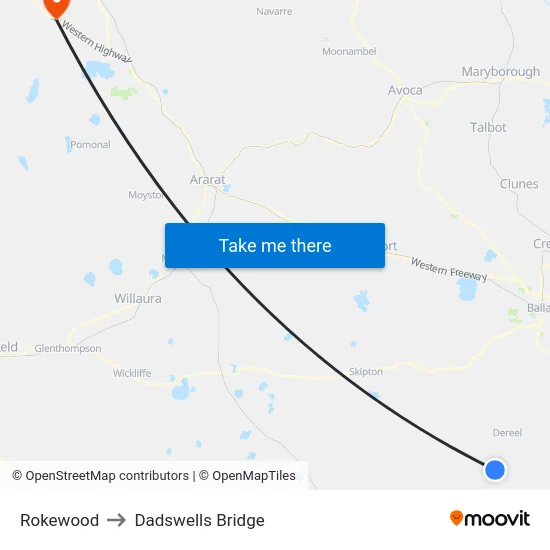Rokewood to Dadswells Bridge map