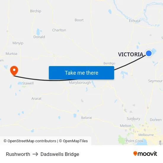 Rushworth to Dadswells Bridge map
