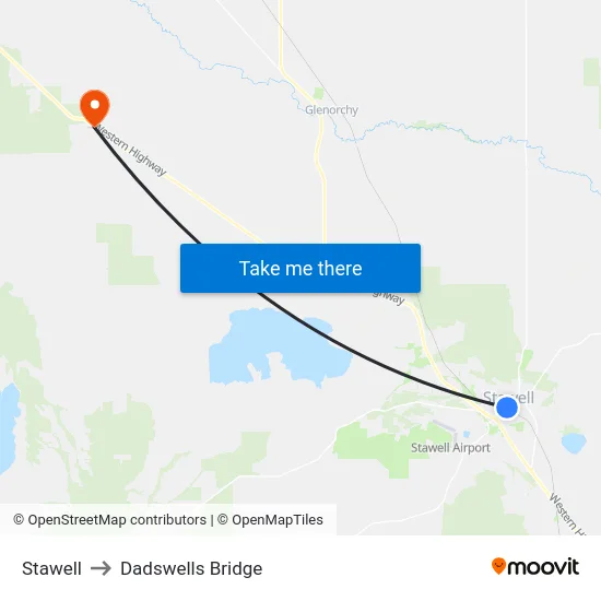 Stawell to Dadswells Bridge map