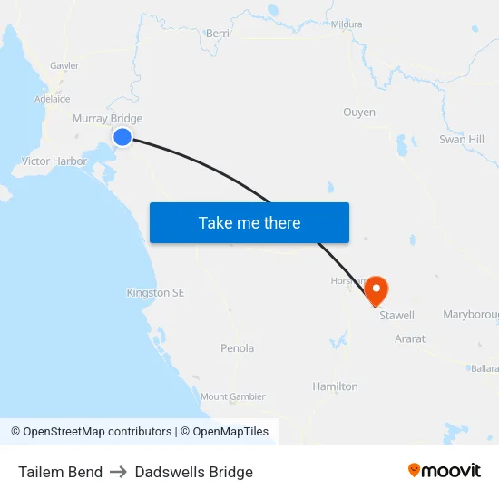 Tailem Bend to Dadswells Bridge map