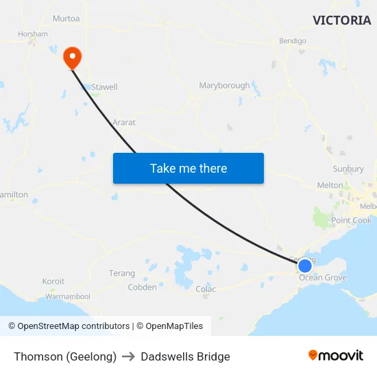 Thomson (Geelong) to Dadswells Bridge map