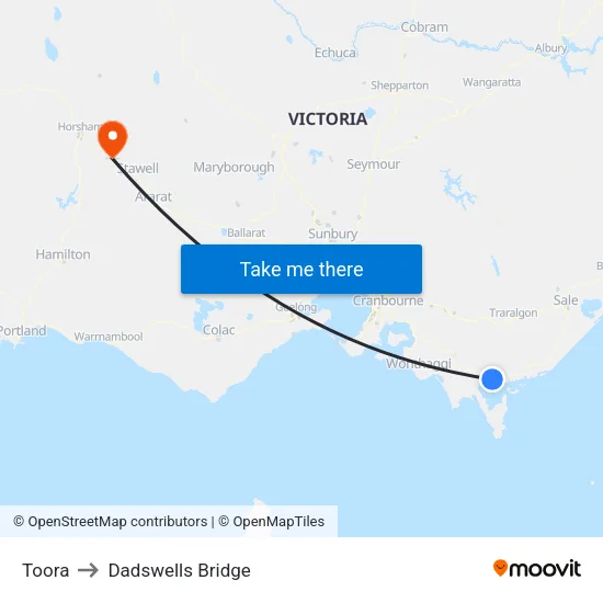 Toora to Dadswells Bridge map