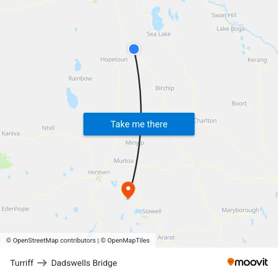 Turriff to Dadswells Bridge map