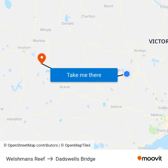 Welshmans Reef to Dadswells Bridge map