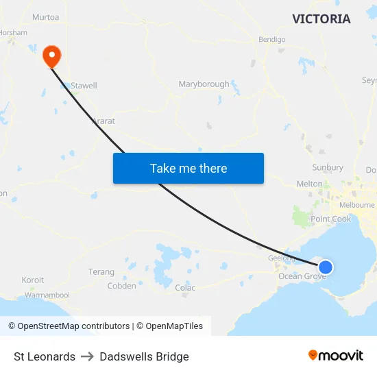 St Leonards to Dadswells Bridge map