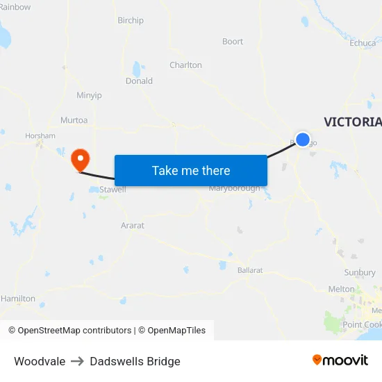 Woodvale to Dadswells Bridge map