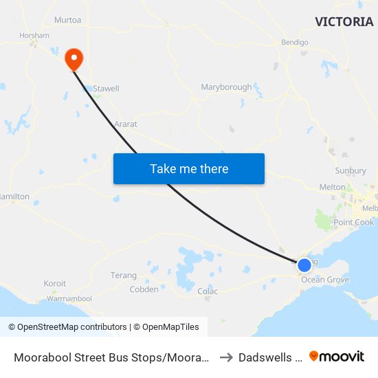 Moorabool Street Bus Stops/Moorabool St (Geelong) to Dadswells Bridge map