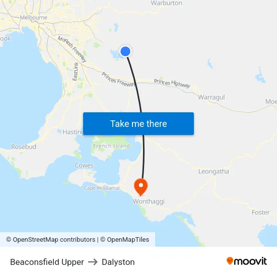 Beaconsfield Upper to Dalyston map