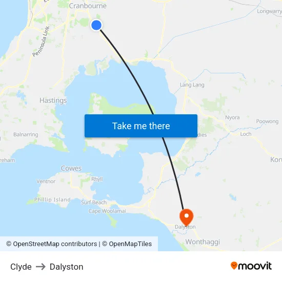 Clyde to Dalyston map