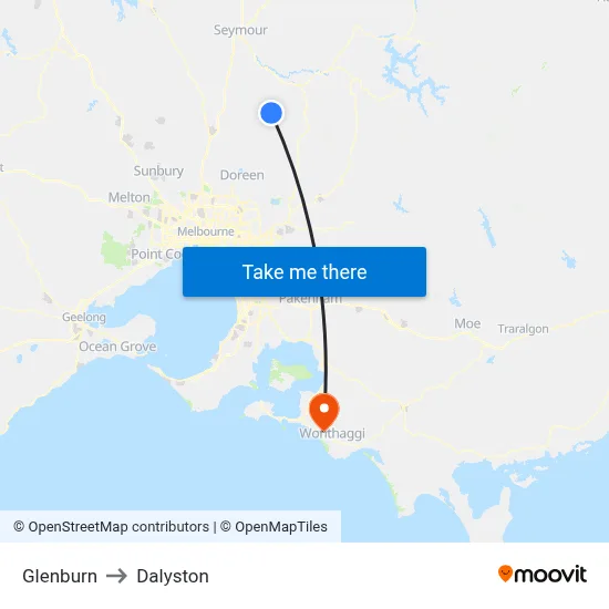 Glenburn to Dalyston map