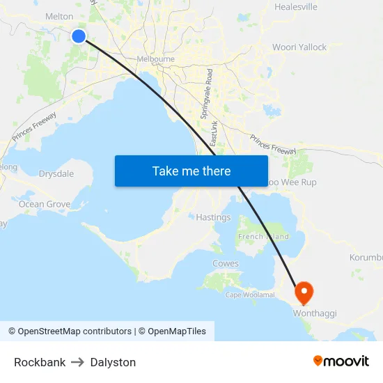 Rockbank to Dalyston map