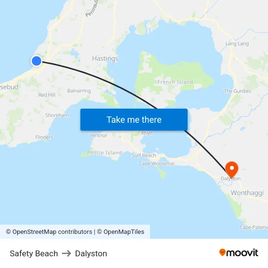 Safety Beach to Dalyston map