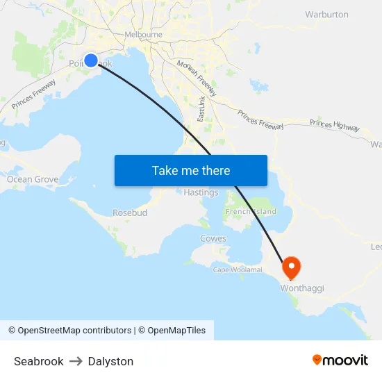 Seabrook to Dalyston map
