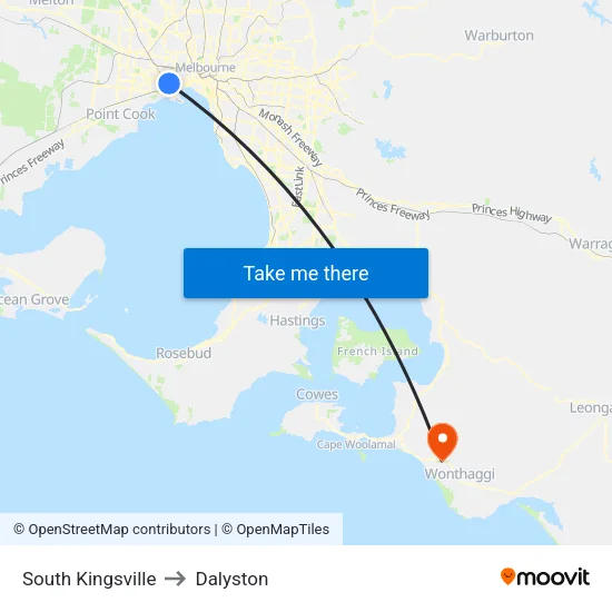 South Kingsville to Dalyston map
