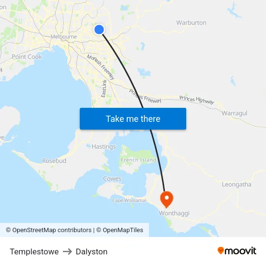 Templestowe to Dalyston map