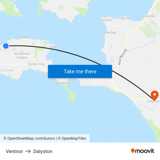 Ventnor to Dalyston map