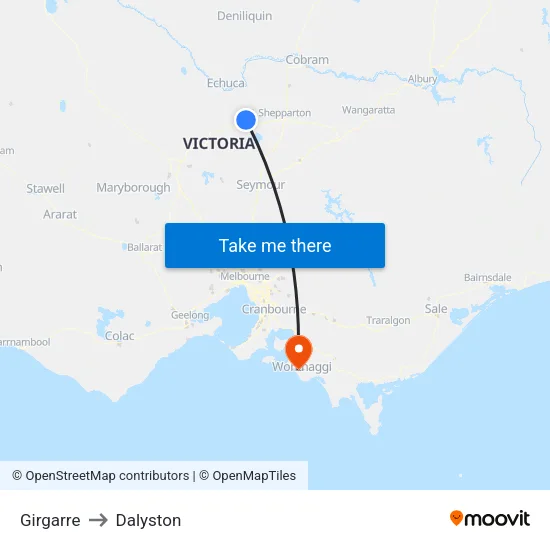 Girgarre to Dalyston map