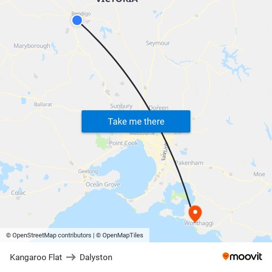 Kangaroo Flat to Dalyston map