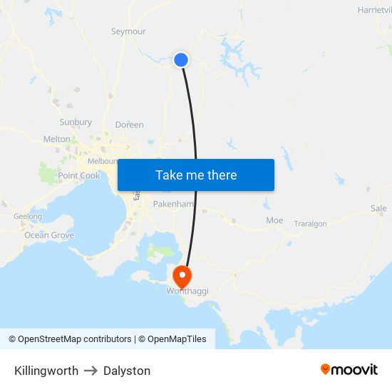 Killingworth to Dalyston map