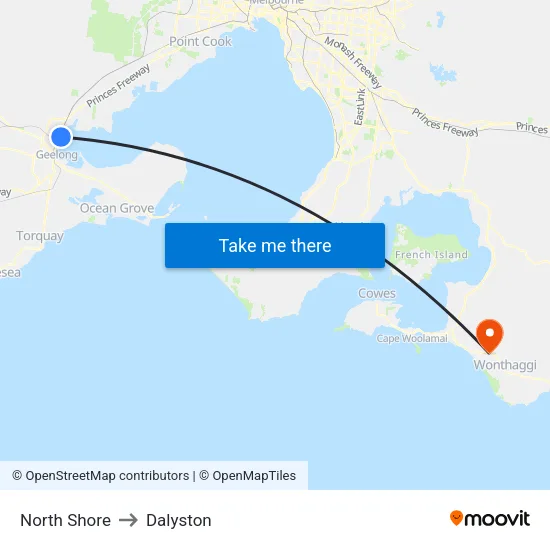 North Shore to Dalyston map