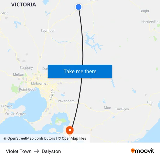 Violet Town to Dalyston map