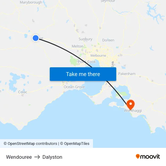 Wendouree to Dalyston map