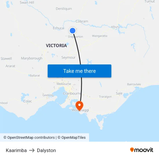 Kaarimba to Dalyston map