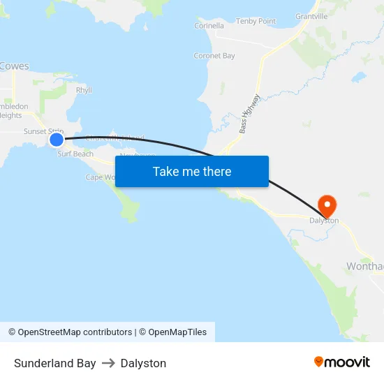 Sunderland Bay to Dalyston map