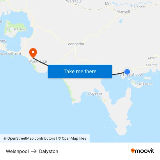 Welshpool to Dalyston map