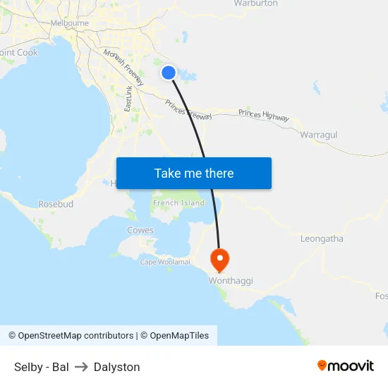 Selby - Bal to Dalyston map