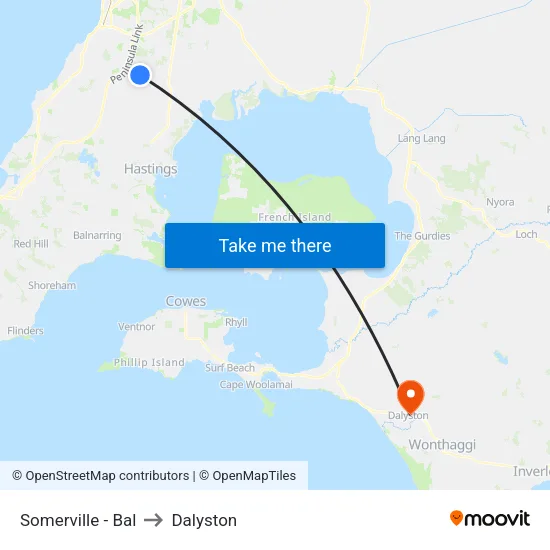 Somerville - Bal to Dalyston map