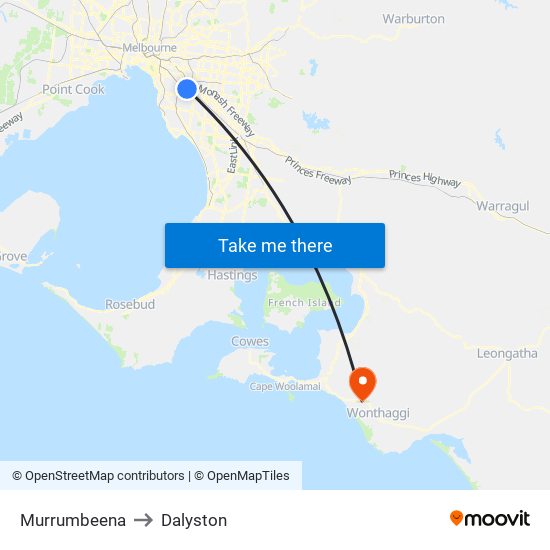 Murrumbeena to Dalyston map