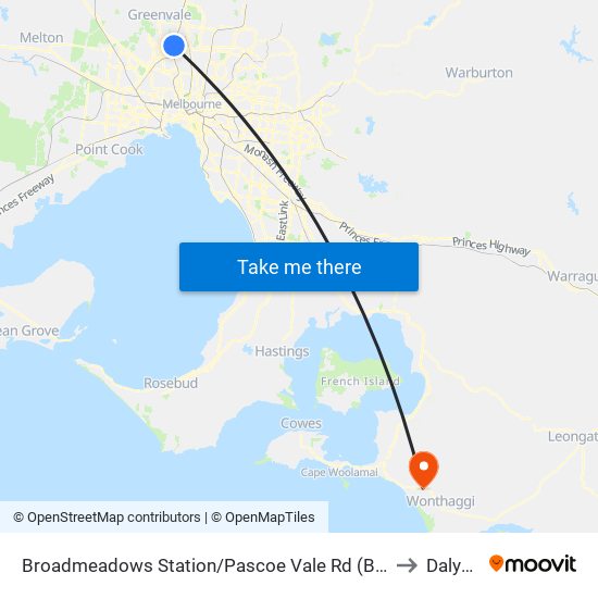 Broadmeadows Station/Pascoe Vale Rd (Broadmeadows) to Dalyston map