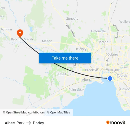 Albert Park to Darley map